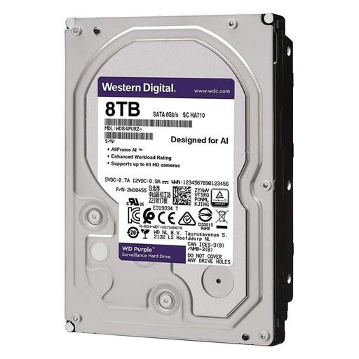 هارددیسک اینترنال وسترن دیجیتال مدلpurple wd84purz ظرفیت 8 ترابایت  اصلی Western Digital WD84PURZ Purple 8TB 128MB Cache Internal Hard Disk